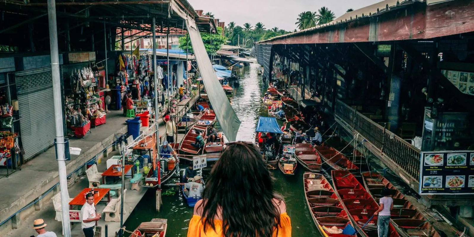 Canal market seen from a bridge